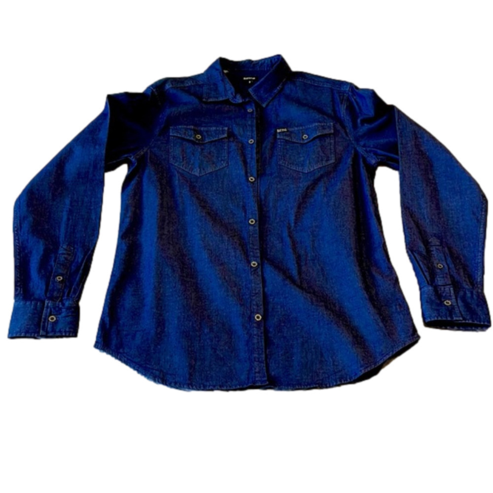 BUFFALO Bitton Blue Long-Sleeve Button Up